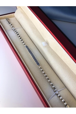 Top Zincirli Baklava Desen Gümüş Işıklı Kutuda Sevgiliye Eşe Babaya Hediye Bileklik