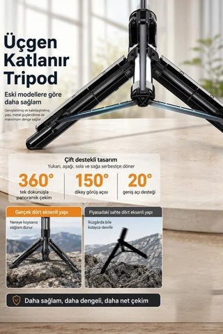 Özel Üretim Sosyal Çek Cihazı Tripod Q07 Siyah
