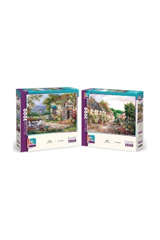 Taş Sokak Ve Hayal Bahçesi İkili Set - 2 X 1000 Parça Manzara İkili Puzzle Seti