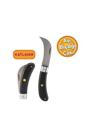 Lexroo Plastik Saplı Bıçak Çakı Aşı Bıçağı Profesyonel Çelik Eğri Uçlu Bağ Ağaç Budama Aşı Çakısı Çok Renkli