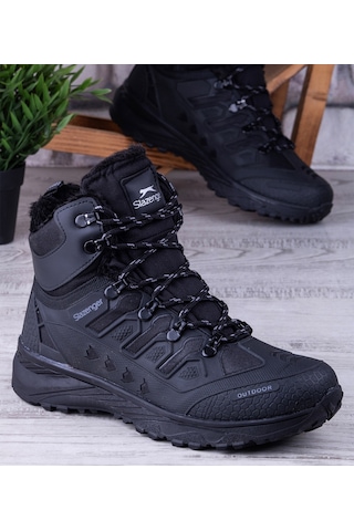 Slazenger 4k Erkek Kışlık Bot Fermuarlı Bilek Üzeri Bot Siyah Siyah