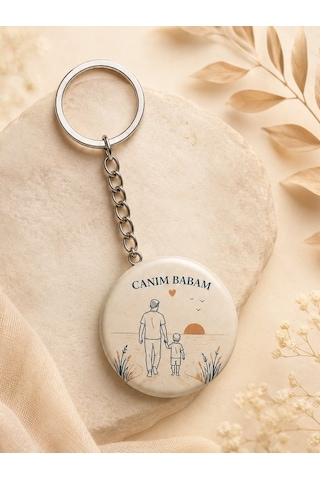 Babalar Günü Hediyesi Canım Babam Kartlı Anahtarlık 44 Mm Pvc Kaplı Metal Açacaklı