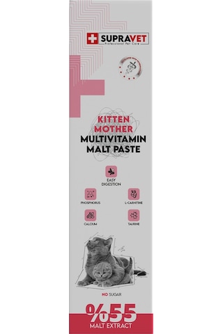 Supravet Hamile ve Yavru Kediler İçin Kalsiyum ve Taurinli Multi Vitamin Kedi Macunu 100 G