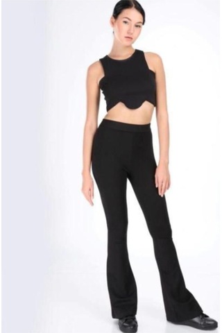 Incebelli Kadın Ispanyol Paça Çelik Taytsiyahm Siyah