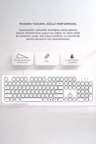 Bilgisayar Görsel Stil Usb Bağlantı Kablolu Q Klavye Retro Daktilo Görünümlü Tk09 Beyaz