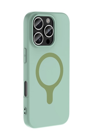 Maks Technology iPhone Uyumlu 16 Pro Kılıf M-safe Şarj Özellikli Mkst Aris Silikon Kapak - Turkuaz