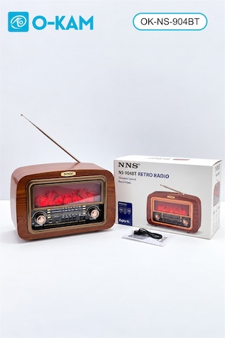 O-kam Ok-ns-904bt Şömine Efektli Retro Radyo