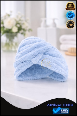 Mikrofiber Saç Havlusu Hızlı Kuruyan, Yumuşak Ve Hafif Farklı Renk Seçenekleri Mavi