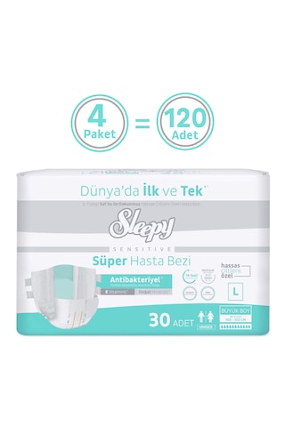 Sleepy Sensitive Antibakteriyel Süper Yetişkin Hasta Bezi Large 30x4 120 Adet L