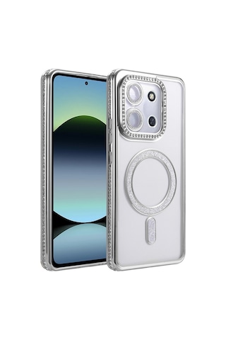 Redmi 15c 4g Joke Simli Magneticsafe Kılıf - Gümüş