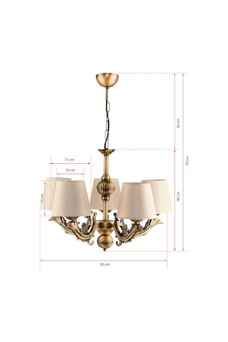 Dede Beş Kollu Sava Zamak Avize Eskitme Şapkalı Eskitme