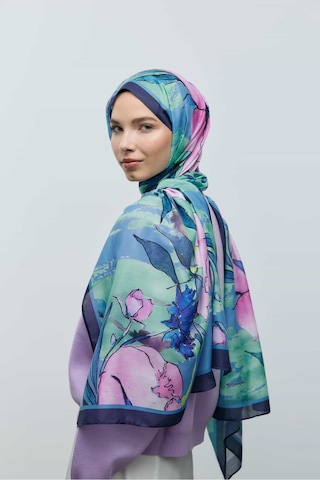 Moda Kaşmir Nileya Desen Pamuk Şal Lacivert