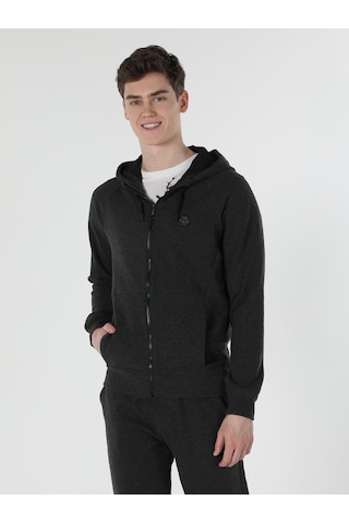 Colin's Slim Fit Kapüşonlu Antrasit Erkek Ceket CL1056951_Q1.V2_ANM Antrasit Melanj