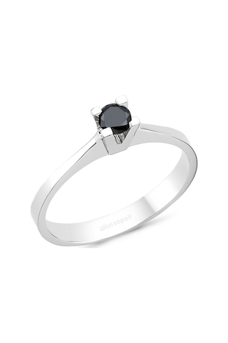 Siyah Pırlanta Tektaş Yüzük 0,17 Ct As14Pyz Altınsepeti