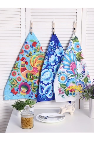 Kuz'kina Hatka 3'lü Mutfak Havlusu Seti 211344445 Açık Mavi