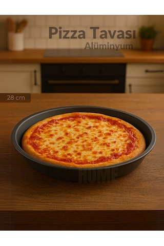 Jet's Home 2'li Pizza Tavası Seti Alüminyum Pizza Tepsisi Yapışmaz Lahmacun Pide Tavası 28 Cm siyah