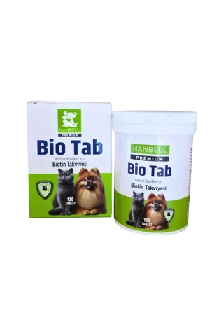 Nanbell Bio Tab Kedi Ve Köpekler İçin Biotin Takviyesi 120 Tablet Tüy Dökülmesini Azaltır, Parlaklık Kazandırır