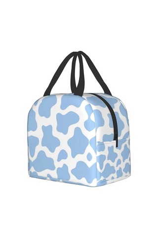 Kadınlar İçin Yalıtımlı Öğle Yemeği Çantası, Soğutucu Çanta Yeniden Kullanılabilir Öğle Yemeği Kutusu Kabı İş Ofis Seyahat Piknik Açık Mavi İnek Hayvan Açık Mavi İnek Hayvan Mutlu --
