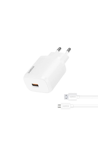 Sunix Qualcomm 3.0 Usb-a Girişli Hızlı Micro Şarj Aleti Seti Beyaz S-30 Beyaz