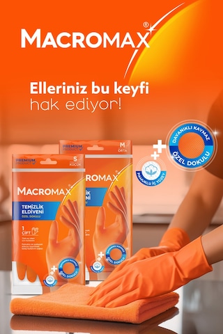 Temizlik Eldiveni Orta Boy Pamuklu İç Yüzeyli Kaydırmaz Bulaşık Eldiveni
