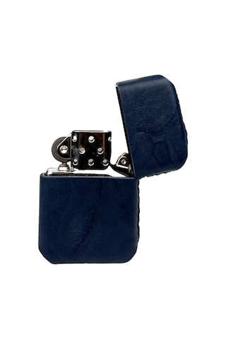 Handmade El Yapımı Hakiki Deri Zippo Modeli Çakmak Lacivert