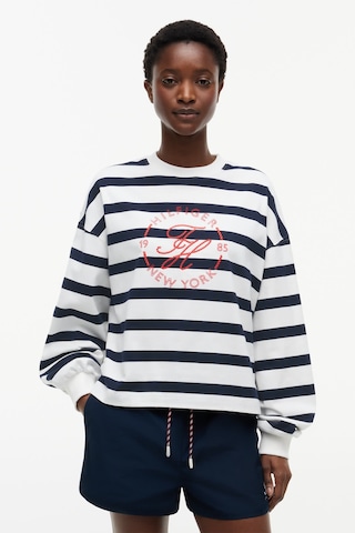Tommy Hilfiger Th Roundal C-nk Rlx Longsleeve Kadın Beyaz T-shirt - Ww0ww50969