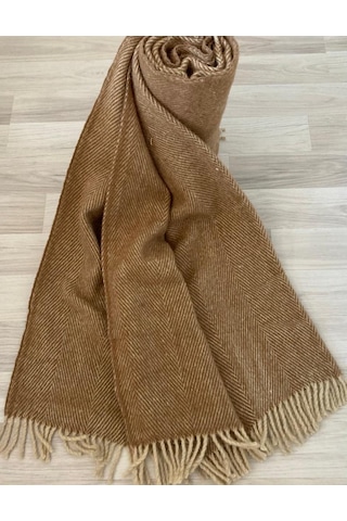 %100 Saf Yün Scotch Dizlik - Tv Battaniye 130x170 Bej