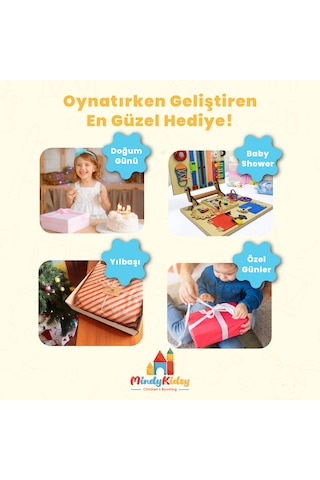 Montessori Aktivite Öğrenme Çantası Eğitici ve Geliştirici Ahşap Oyuncak Panosu Tahtası