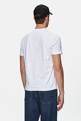 Ucla Bass Beyaz Bisiklet Yaka Baskılı Standard Fit Erkek Tshirt Beyaz