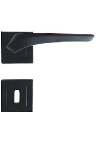 2021 Siyah Kare Rozetli Oda Kapı Kolu 1 Takım Oda