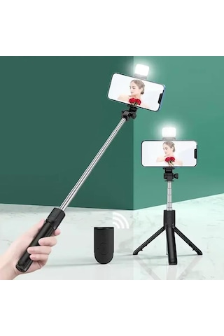 Cr27 4in1 Bluetooth Kumandalı, Selfie Çubuğu, Tripod Monopod, Led Işık, Deklanşörlü, Canlı Yayın Standı Telefon Tutucu Katlanabilir Genişletilebilir