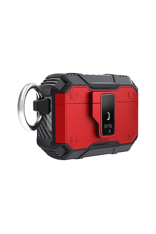 Mobilteam Air-pods Pro Airbag 35 Darbelere Karşı Dayanıklı Düğmeli Kılıf-kırmızı Kırmızı