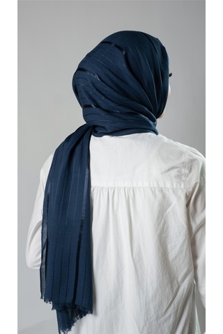 Petrol Mavisi Çizgili Şal Viskon Kumaş Bursa Dolama 202110 17 Petrol Mavisi