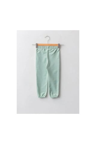 LC Waikiki Lcw Baby Yeşil Beli Lastikli Baskılı Kız Bebek Jogger Eşofman Alt Dull Green