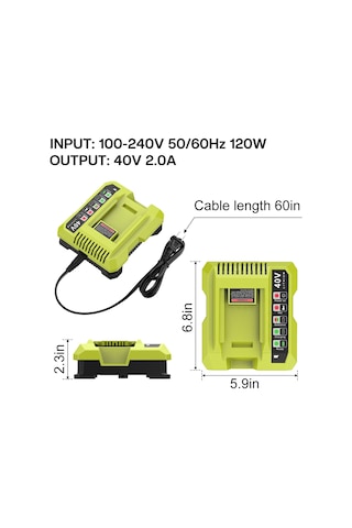 Sones 36-40v Takım Kesme Makinesi Pil Şarj Cihazı, Ryobı Po401 / Po403 / Po400 İçin, Fiş: Au