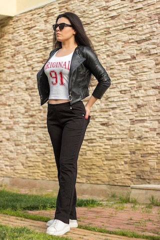 Kadın Siyah Ön Arka Cep Gizli İpli Lastikli Rahat Pantolon Eşofman Altı 21KESAPANT Siyah