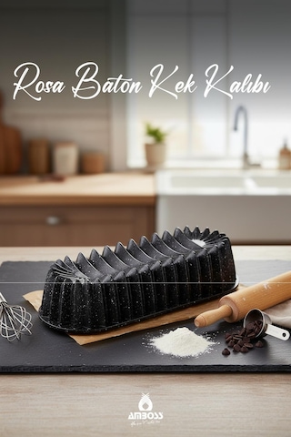Rosa Döküm Baton Kek Kalıbı 34x12 Cm Siyah