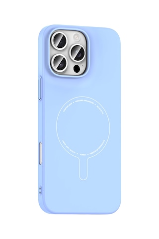 Maks Technology iPhone Uyumlu 16 Pro Kılıf M-safe Şarj Özellikli Kamera Korumalı Mkst Elio Sert Pc Kapak - Açık Mavi