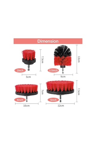 Matkap Temizleme Fırçası 4 Parça, Döner Fırça 2'/3.5'/4'/5' C