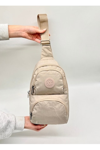 Su Geçirmez Kumaş Bej Unisex Body Bag Çapraz Omuz Çantası Bej