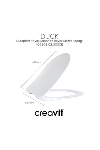 Creavit Free Entegre Ara Musluklu Kanallı Asma Klozet Fe320, Creavit Free Duck Duroplast Yavaş Kapak Beyaz