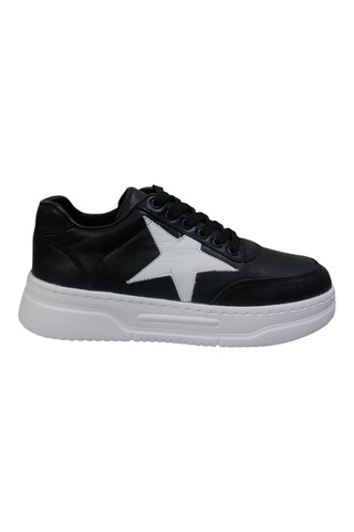 Durmazshoes Hakiki Deri Casual Ayakkabı Siyah - Beyaz