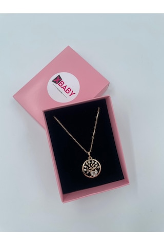 Xbaby İnce Zincirli Kalpli Rose Gold Hayat Ağacı Kolye Altın - Gümüş