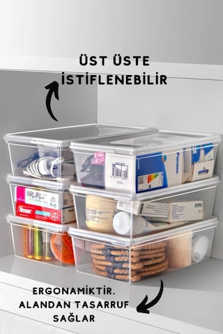 10 Adet Kendinden Kapaklı Derin Donduruyucuya Uygun Saklama Kabı - 10 Adet 2 Lt Şeffaf