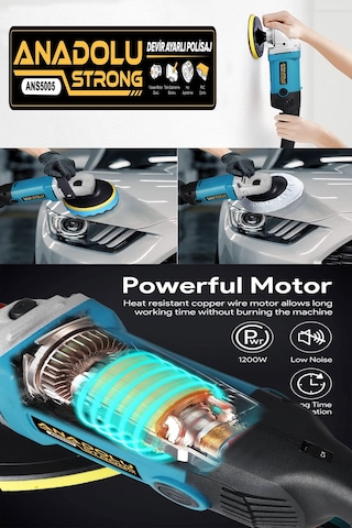 Anadolu Strong ANS5005 1200 W 6 Kademe Polisaj Makinesi + 17 Parça Pasta Cila Seti