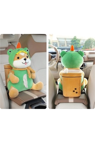 Createtech Tutucu Suntek Magideal Köpek Karikatürlü Doku Çöp Kutusu Araba Çok Renkli