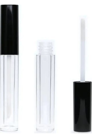 Lipgloss Boş Tüp - Şeffaf Mika Ambalaj 5ml 100 Adet Şeffaf (Gold Kapak)