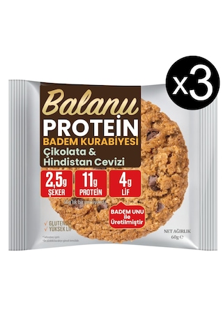Balanu Protein Çikolata & Hindistan Cevizi Badem Kurabiyesi 60gr X3 Adet