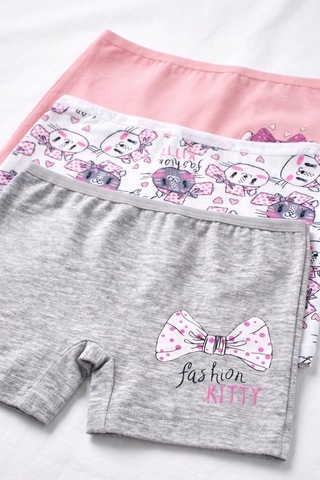 Öts Kız Çocuk 3 Lü Pamuklu Boxer Baskılı Premium Günlük Kullanım 8705-3 Renkli