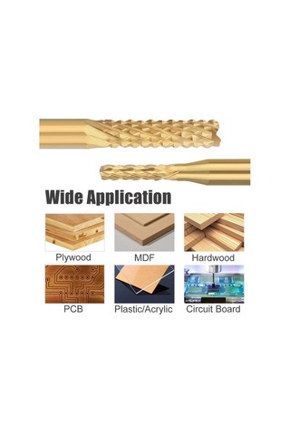 Pcb Mini Karbür Freze Kesici 0.8-3.175mm 10 Lu Set 3.175mm Shank
